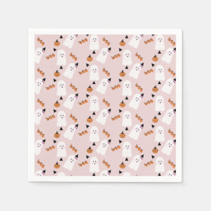 Cute Halloween Ghost Ghoul Oranje Confetti Pink Servet