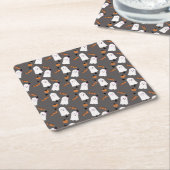 Cute Halloween Ghost Ghoul Oranje Gray Confetti Kartonnen Onderzetters (Schuin)