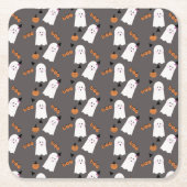 Cute Halloween Ghost Ghoul Oranje Gray Confetti Kartonnen Onderzetters (Voorkant)