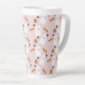 Cute Halloween Ghost Ghoul Oranje Pink Confetti Latte Mok (Rechterhoek)