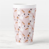Cute Halloween Ghost Ghoul Oranje Pink Confetti Latte Mok (Voorkant)