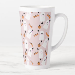 Cute Halloween Ghost Ghoul Oranje Pink Confetti Latte Mok