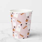 Cute Halloween Ghost Ghoul Oranje Pink Confetti Papieren Bekers (Achterkant)