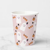 Cute Halloween Ghost Ghoul Oranje Pink Confetti Papieren Bekers (Links)