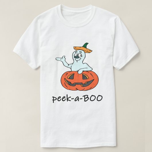 Cute Halloween Ghost Jack O Lantern Peek A Boo T-shirt (Design voorkant)
