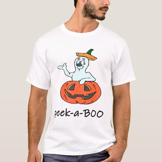 Cute Halloween Ghost Jack O Lantern Peek A Boo T-shirt (Voorkant)