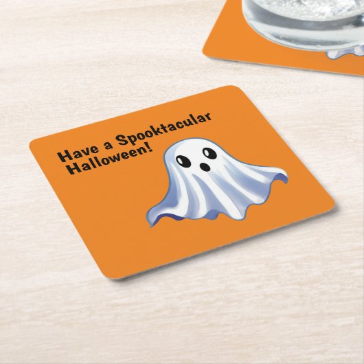 Cute Halloween Ghost Kartonnen Onderzetters (Schuin)