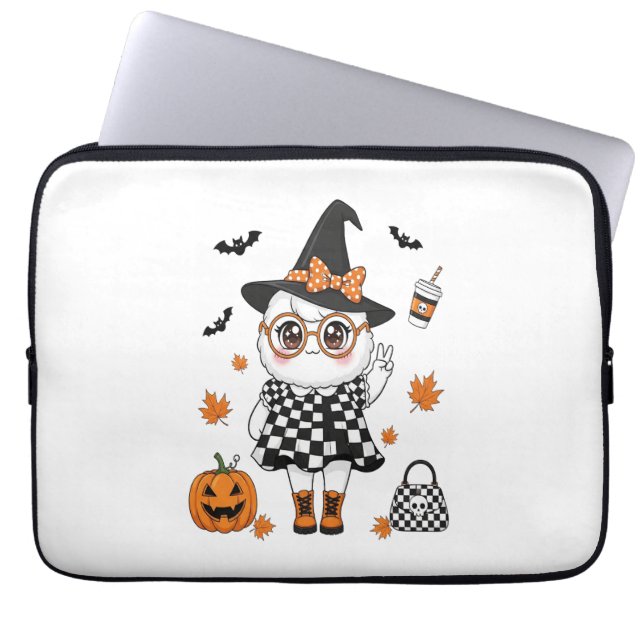 Cute Halloween Ghost Laptop Sleeve (Voorkant)