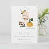 Cute Halloween Ghost Little Boo Baby shower Invite Bedankkaart (Staand voorkant)