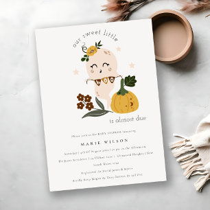 Cute Halloween Ghost Little Boo Baby shower Invite Bedankkaart