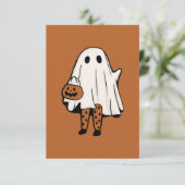 Cute Halloween Ghost met Stockings Halloween Bedankkaart (Staand voorkant)