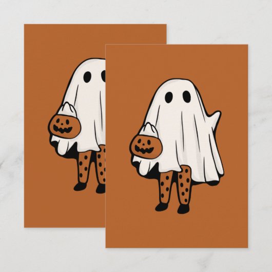 Cute Halloween Ghost met Stockings Halloween Bedankkaart (Voorkant / Achterkant)
