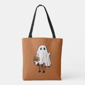 Cute Halloween Ghost met Stockings Halloween Tote Bag (Achterkant)