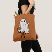 Cute Halloween Ghost met Stockings Halloween Tote Bag (Dichtbij)