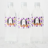 Cute Halloween Ghost Paars Sinaasappel Waterfles Etiket (Flessen)
