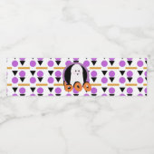 Cute Halloween Ghost Paars Sinaasappel Waterfles Etiket (Enkel label)