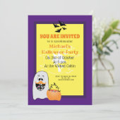 Cute Halloween Ghost pomkin paars patroon Kaart (Staand voorkant)