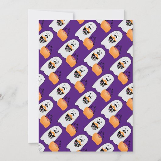 Cute Halloween Ghost pomkin paars patroon Kaart (Achterkant)