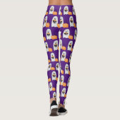 Cute Halloween Ghost pomkin paars patroon Leggings (Achterkant)