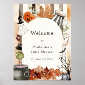 Cute Halloween Ghost Pumpkin Baby Shower Welcome Poster (Voorkant)