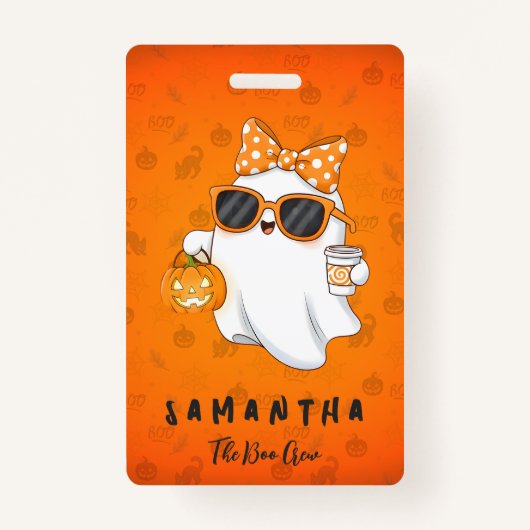 Cute Halloween Ghost Pumpkin Spice Personalized Badge (Voorkant)
