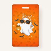 Cute Halloween Ghost Pumpkin Spice Personalized Badge (Achterkant)