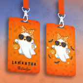 Cute Halloween Ghost Pumpkin Spice Personalized Badge