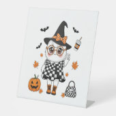 Cute Halloween Ghost Reclamebord Met Voetstuk (Voorkant)