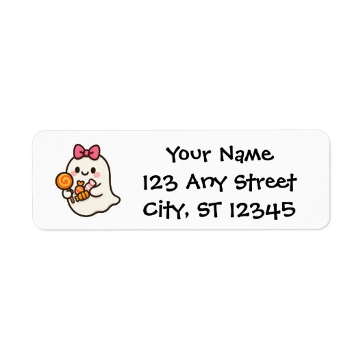 Cute Halloween Ghost Return Address Label (Voorkant)