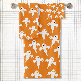 Cute Halloween Ghost Sinaasappel Bad Handdoek