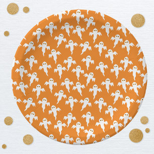Cute Halloween Ghost Sinaasappel Papieren Bordje