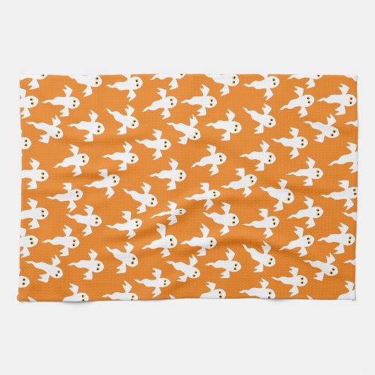 Cute Halloween Ghost Sinaasappel Theedoek (Horizontaal)