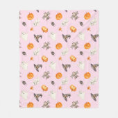 Cute Halloween Ghost Spider Pet Waterverf Patroon Fleece Deken (Voorkant)