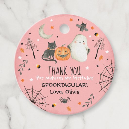 Cute Halloween Ghost Spooktacular Birthday Decor Bedankjes Labels (Voorkant)