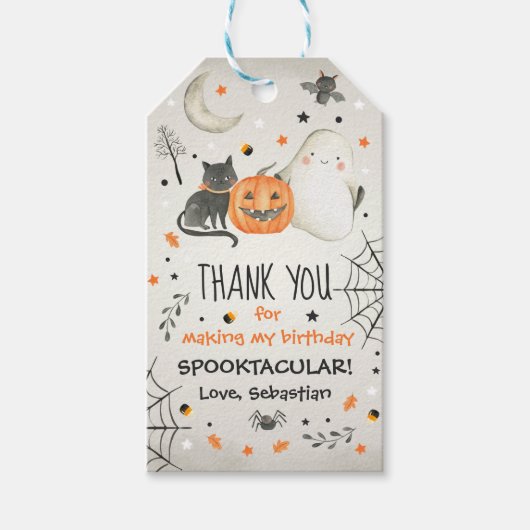 Cute Halloween Ghost Spooktacular Birthday Decor Cadeaulabel (Voorkant)
