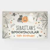 Cute Halloween Ghost Spooktacular Birthday Decor Spandoek (Horizontaal)