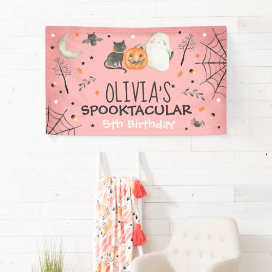 Cute Halloween Ghost Spooktacular Birthday Decor Spandoek (Insitu)