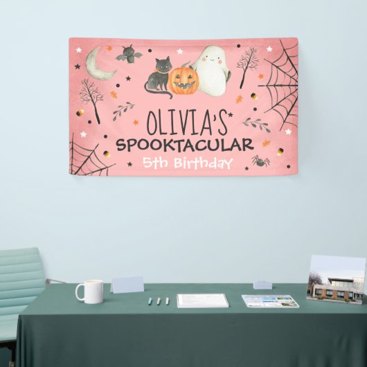 Cute Halloween Ghost Spooktacular Birthday Decor Spandoek (Beurs)