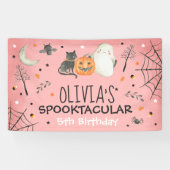 Cute Halloween Ghost Spooktacular Birthday Decor Spandoek (Horizontaal)