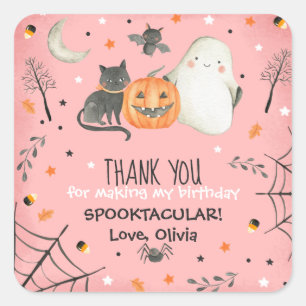 Cute Halloween Ghost Spooktacular Birthday Favor Vierkante Sticker