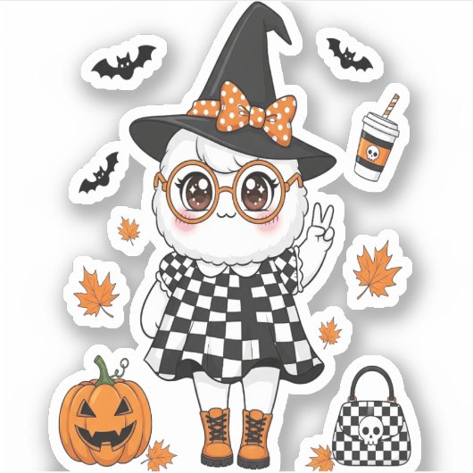 Cute Halloween Ghost Sticker (Voorkant)