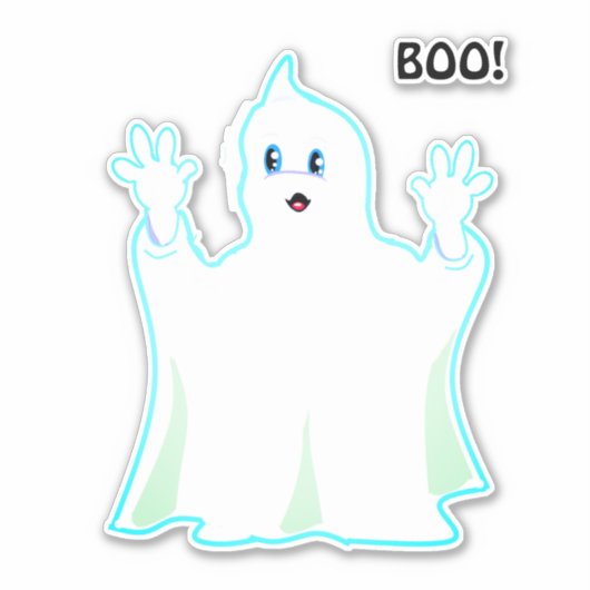 Cute Halloween Ghost Sticker (Voorkant)
