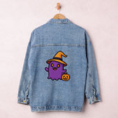 Cute Halloween Ghost Sticker Denim Jacket (Hangar)