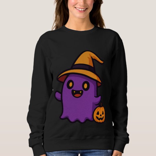 Cute Halloween Ghost Sticker Trui (Voorkant)