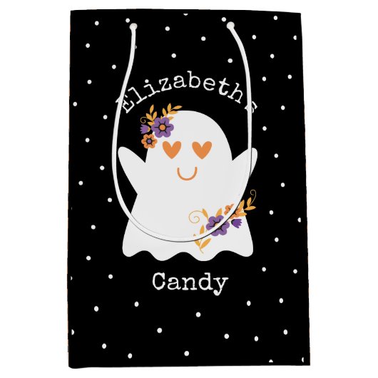 Cute Halloween Ghost Trick or treat Snoep Medium Cadeauzakje (Voorkant)
