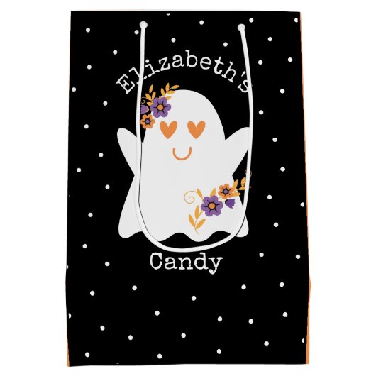 Cute Halloween Ghost Trick or treat Snoep Medium Cadeauzakje (Achterkant)