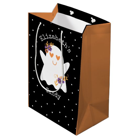 Cute Halloween Ghost Trick or treat Snoep Medium Cadeauzakje (Achterkant Gekanteld)