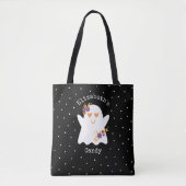 Cute Halloween Ghost Trick or treat Snoep Tote Bag (Voorkant)