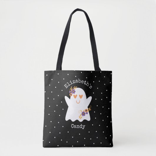 Cute Halloween Ghost Trick or treat Snoep Tote Bag (Voorkant)