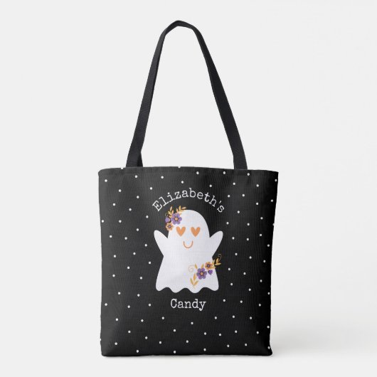 Cute Halloween Ghost Trick or treat Snoep Tote Bag (Achterkant)